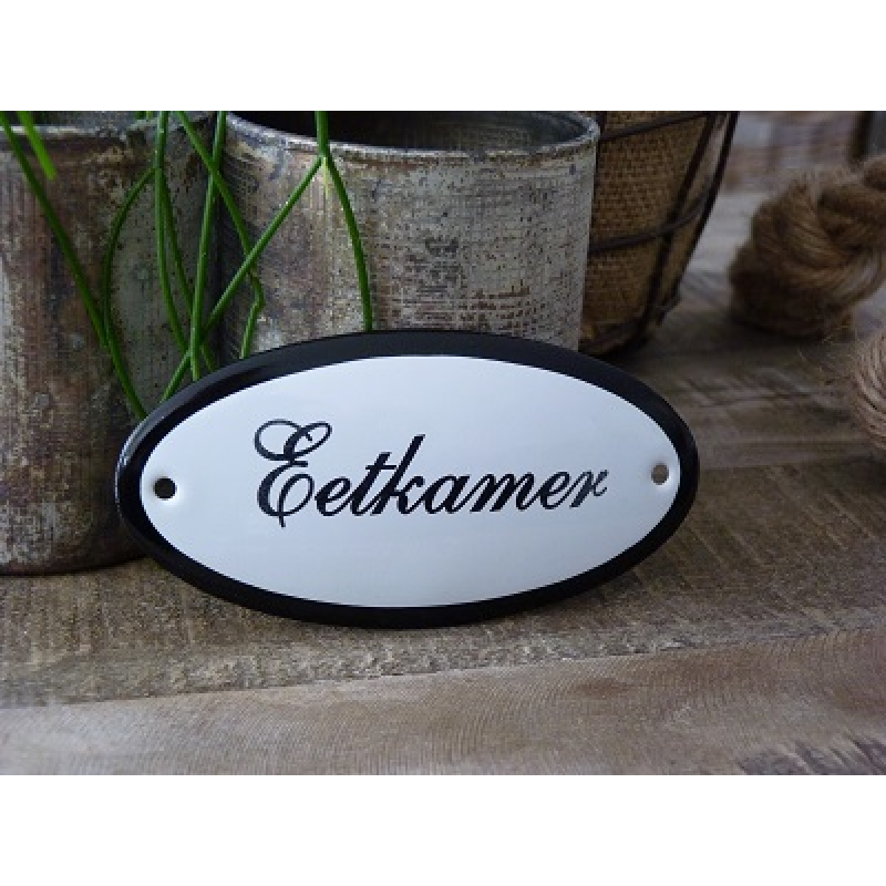 Emaille deurbordje ovaal 'Eetkamer'
