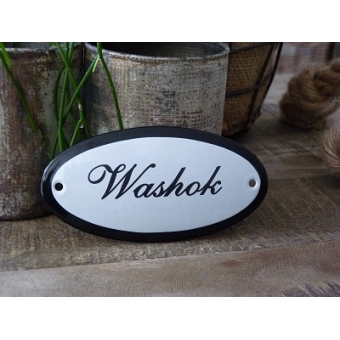 Emaille deurbordje ovaal 'Washok' 