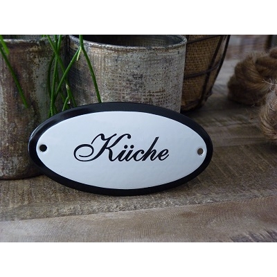 Emaille deurbordje ovaal 'Küche' 