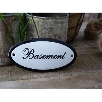 Emaille deurbordje ovaal 'Basement' 