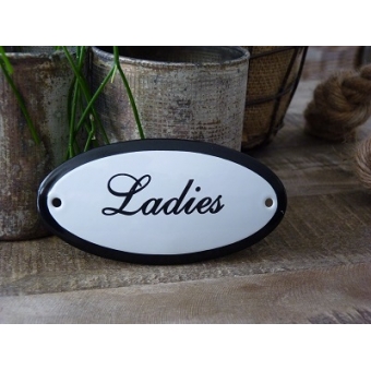 Emaille deurbordje ovaal 'Ladies' 