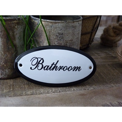 Emaille deurbordje ovaal 'Bathroom' 
