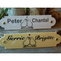 Naambord 20x5 cm tortelduifjes met oor