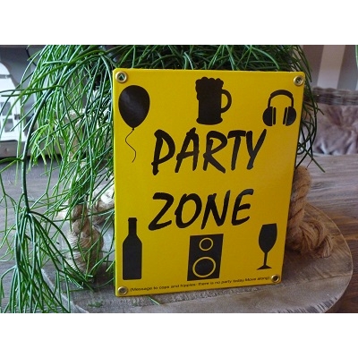 Emaille bord 'Party zone'