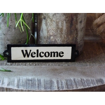 Emaille deurbordje recht 'Welcome' 