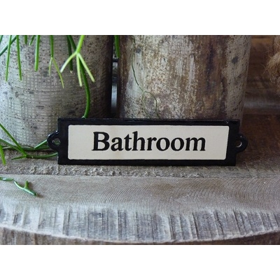 Emaille deurbordje recht 'Bathroom' 