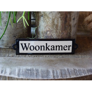 Emaille deurbordje recht 'Woonkamer' 