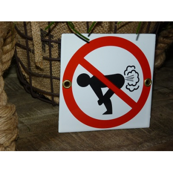 Emaille verbodsbod pictogram 'verboden winden te laten'