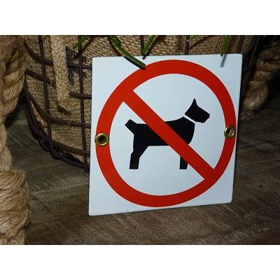 Emaille verbodsbod pictogram 'verboden voor honden'