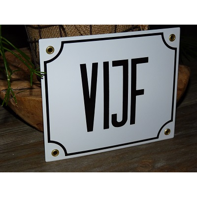 Huisnummerbord 18x15 nummers in letters 'VIJF'