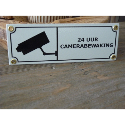 Emaille bord '24 uur camerabewaking' 