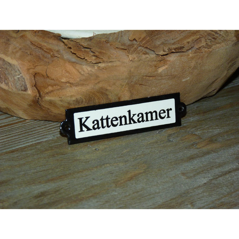 Emaille deurbordje recht 'Kattenkamer' 