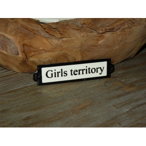 Emaille deurbordje recht 'Girls territory' 