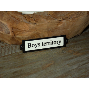 Emaille deurbordje recht 'Boys territory'