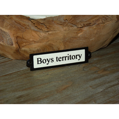 Emaille deurbordje recht 'Boys territory'
