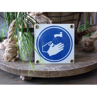 Emaille pictogram 'handen wassen'