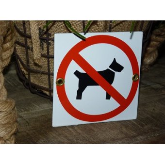 Emaille verbodsbod pictogram 'verboden voor honden'