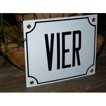 Huisnummerbord 18x15 nummers in letters 'VIER'