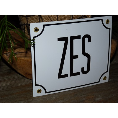 Huisnummerbord 18x15 nummers in letters 'ZES'