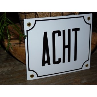 Huisnummerbord 18x15 nummers in letters 'ACHT'