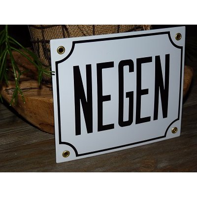 Huisnummerbord 18x15 nummers in letters 'NEGEN'