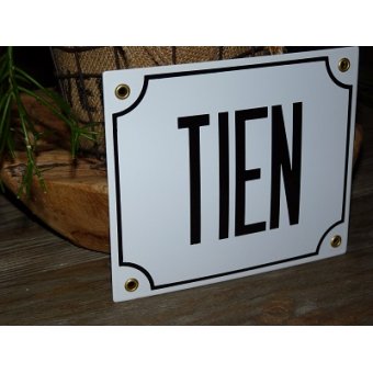 Huisnummerbord 18x15 nummers in letters 'TIEN'